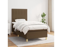 Vidaxl Cama Com Molas/colchão 80x200 Cm Tecido Castanho-escuro