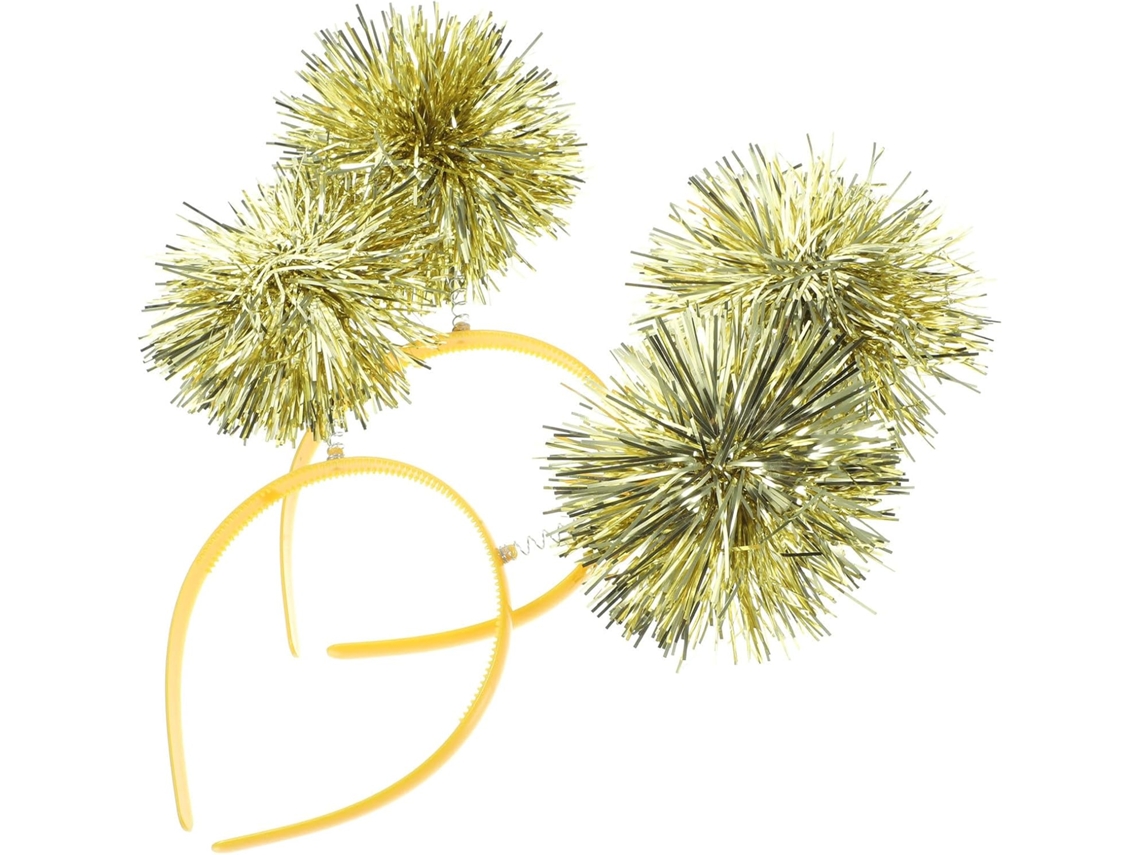 Nuobesty Com 2 Faixas De Cabelo Douradas Com Pompons Para Meninos E Meninas, Leves E Coloridas, Perfeitas Para Festas.