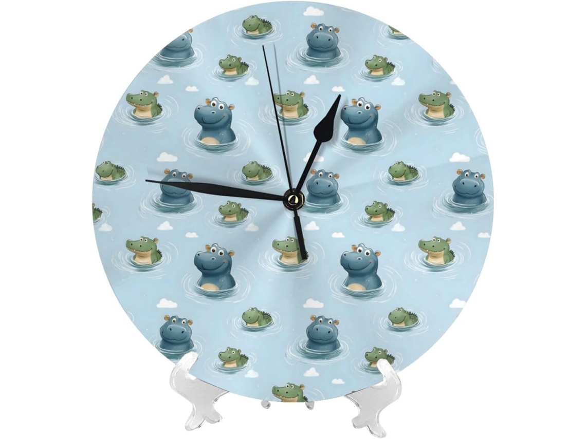 Relógio De Parede De 25cm 10 Polegadas Movido A Bateria, Com Design De Crocodilo Hipopótamo, Moderno, Silencioso