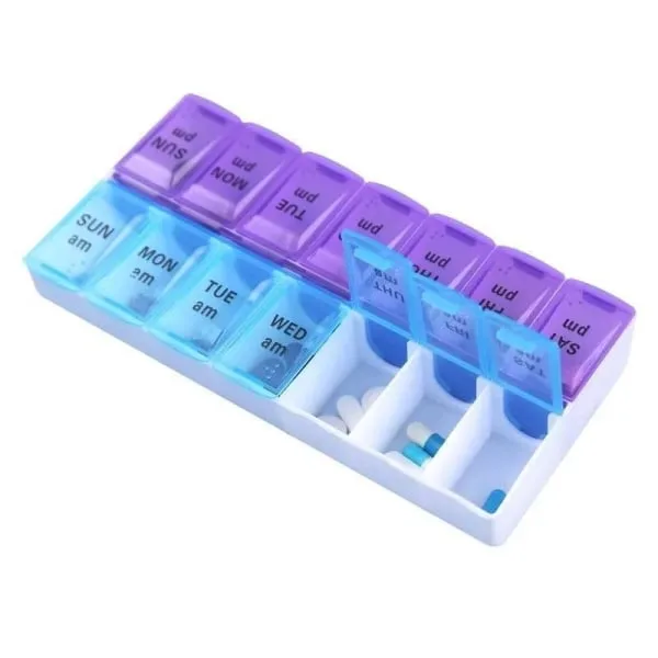 Estojo Para Medicamentos Dosett Multicolor S Com 14 Compartimentos, Prático E Compacto