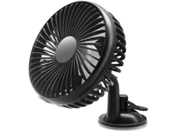 Ventilador Automotivo Preto Em Abs Com Uma Única Cabeça E 3 Pás, Universal, Giratório 360° E Silencioso, Com Suporte De