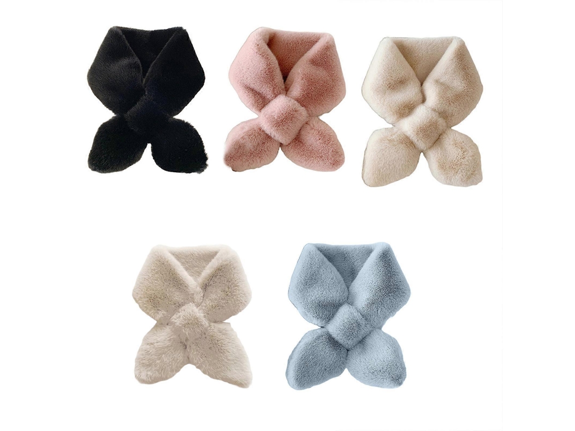 Cachecol Feminino de Inverno Com Pele Sintética, Cor Sólida, Pelúcia Fofa, Laço Com Abertura, Xale, Aquecedor De Pescoço À Prova De Vento A169 Rosa