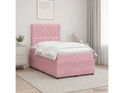 Vidaxl Cama Box Spring Com Colchão Rosa 120 X 190 Cm Veludo