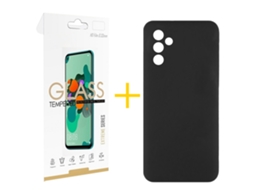 Pack 1 x Película de Vidro Temperado 2.5D + Capa SKYHE Samsung Galaxy A55 5G Silicone Líquido Preto