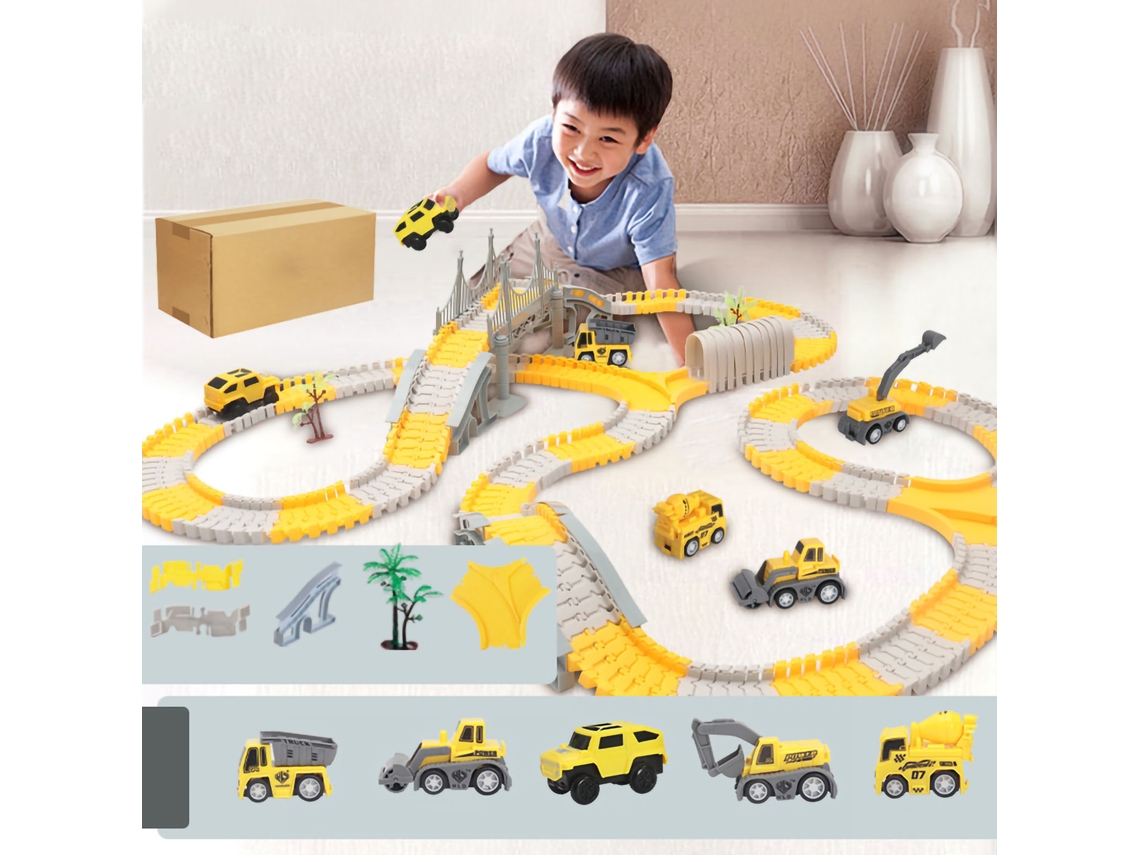 Ats pista de Carreras para Crianças Construção Flexível com Carros Elétricos Jogo de Montagem Presente Diy Etc343