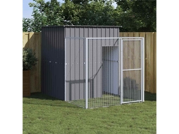 Vidaxl Casota Com Parque Aço Galvanizado Antracite