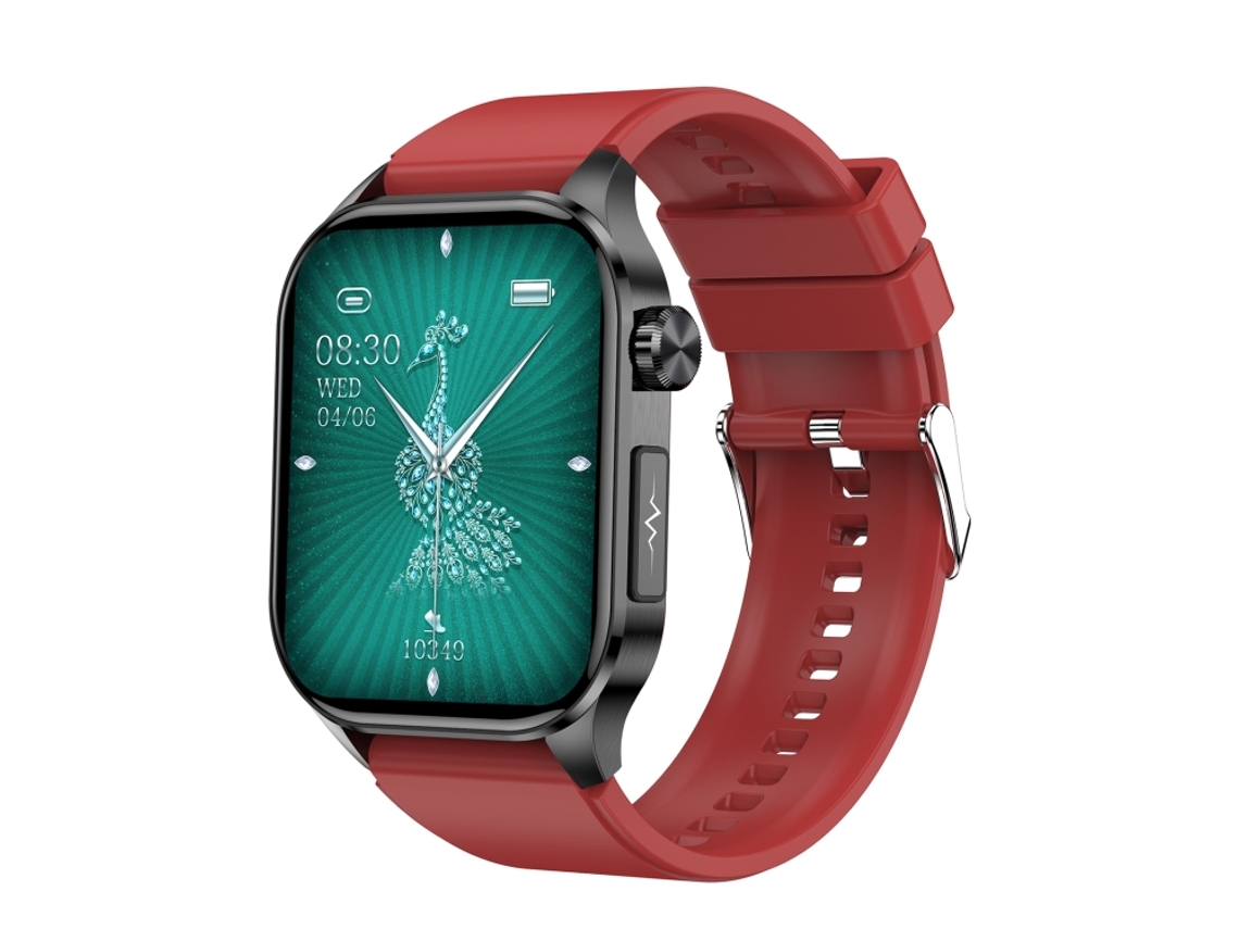 (Pulseira de silicone verde) Smartwatch esportivo com tela AMOLED de 2,04 polegadas e função de ECG