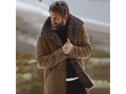 Jaqueta De Inverno Masculina De Alta Qualidade Com Lana De Ovelha E Pêlo Polar Quente Cinza