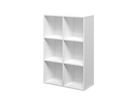 Prateleira de mesa branca moderna com 6 bandejas de cubo 65x30x97cm Ika 2 Prospero