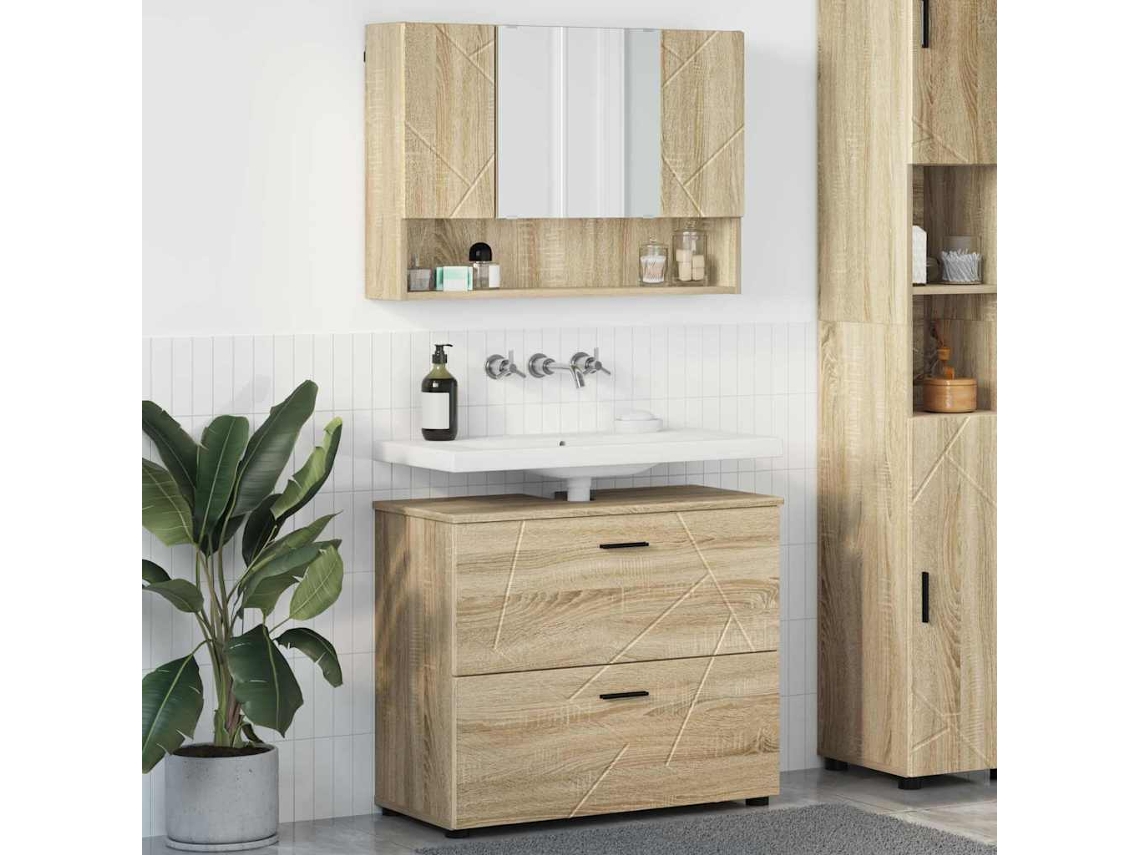 Vidaxl Conjunto De Móveis Para Banheiro 2 Unid. Carvalho Sonoma