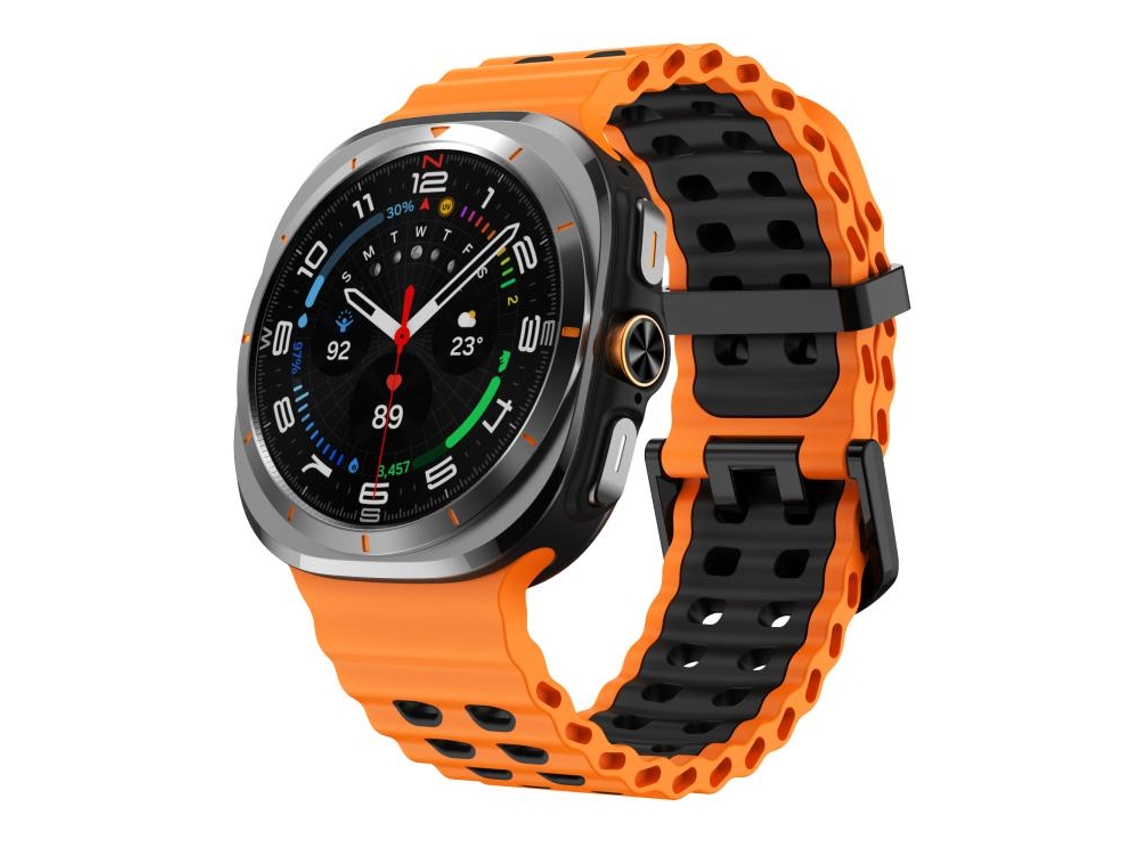 Bracelete Silicone Bicolor Ocean Preto Laranja para Samsung Galaxy Watch Ultra XIAOMOYU (47mm)