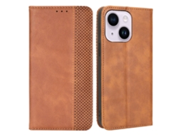 Capa Para Iphone 15 Pele Sintética Anti-choque Castanho