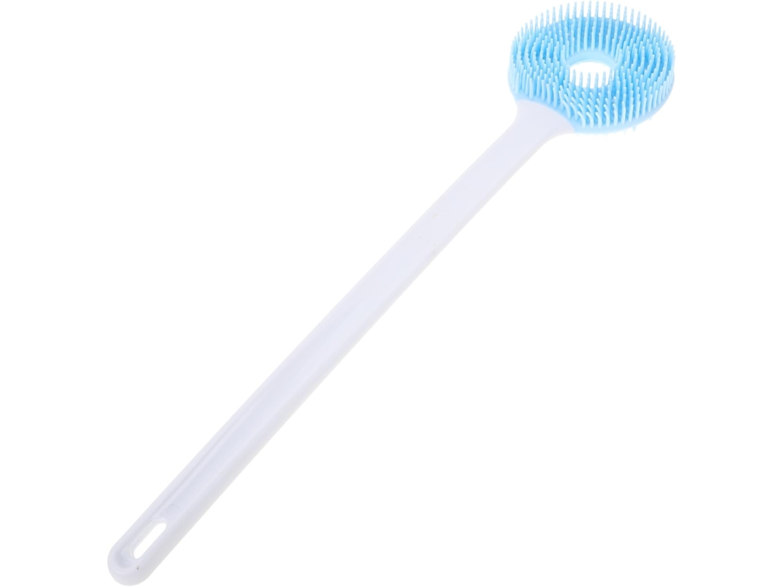 Escova De Banho Esfoliante Mikikit Com Cabo Longo E Silicone Macio, Escova De Limpeza Dupla Para Corpo E Rosto No