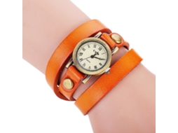 Relógio Pulseira Feminino Estilo Punk Camadas Múltiplas Liga Quartzo Laranja