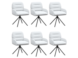 Conjunto 6 Cadeira De Jantar Giratória Vidaxl Branco Couro Sintético (59 X 59,5 X 90 Cm)