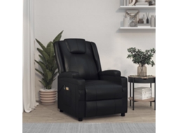 Vidaxl Poltrona De Massagens Elétrica Couro Artificial Preto