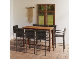 9 Pcs Conjunto De Bar Para Jardim Cinzento Dkd Home Decor