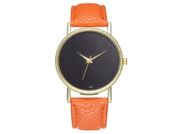 Relógio de pulso analógico Fashion Quartz com mostrador redondo (laranja)