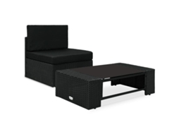 Vidaxl 2 Pcs Conjunto Lounge Para Jardim Vime Pe Preto