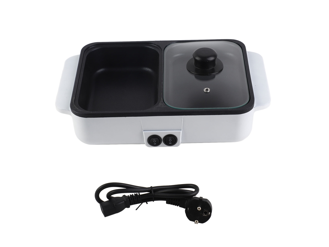 Grelha Elétrica 2 em 1 1200W, Panela de Churrasco e Fondue, 2L | S/MARCA