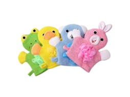 Mali 4 Luvas de Banho Bebê Cartoon Exfoliantes para Crianças Scrubbing Mitts de Pe e Pano 21x14cm