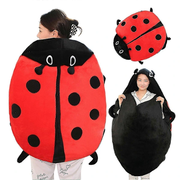 Almofada Portátil De Joaninha, Fofa E Quentinha, De Pelúcia, Removível E Extragrande (100 Cm/39,4 Polegadas).