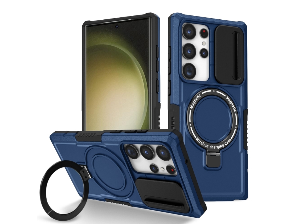 Capa Zruxe Compativel Com Samsung Galaxy S23 Ultra 5g (sliding Camshield - Magsafe - Tpu Hybrid Pc - Azul Royal)