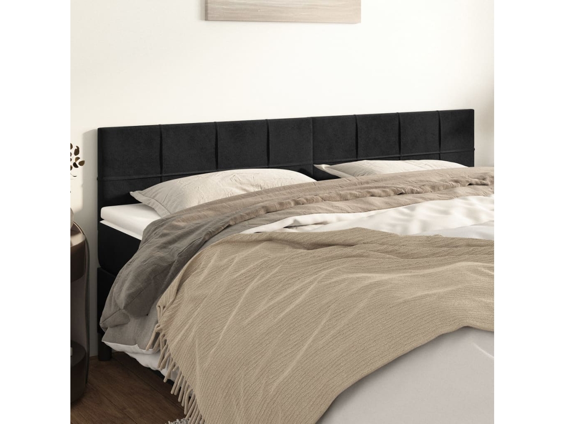 Cabecero de terciopelo de 2 piezas 100x5x78/88 cm negro