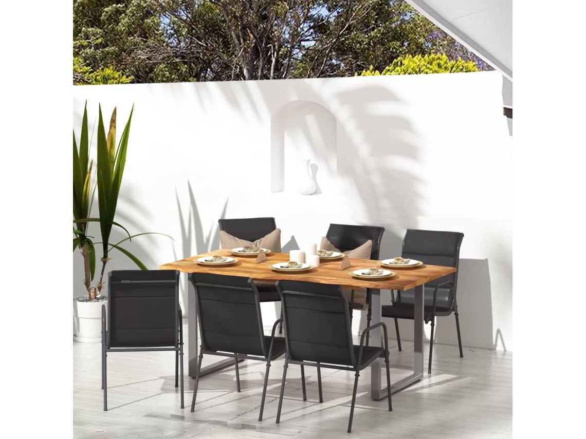 Cadeiras De Jardim 6 Pcs Aço E Textilene Preto Dkd Home Decor