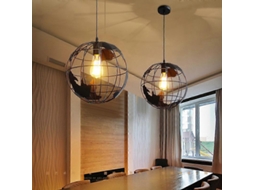Rebe lâmpada Suspensa Retrô E27, Apoio de Metal para Teto, 20cm, Classe Energética A+, Ouro, 1 Unidade
