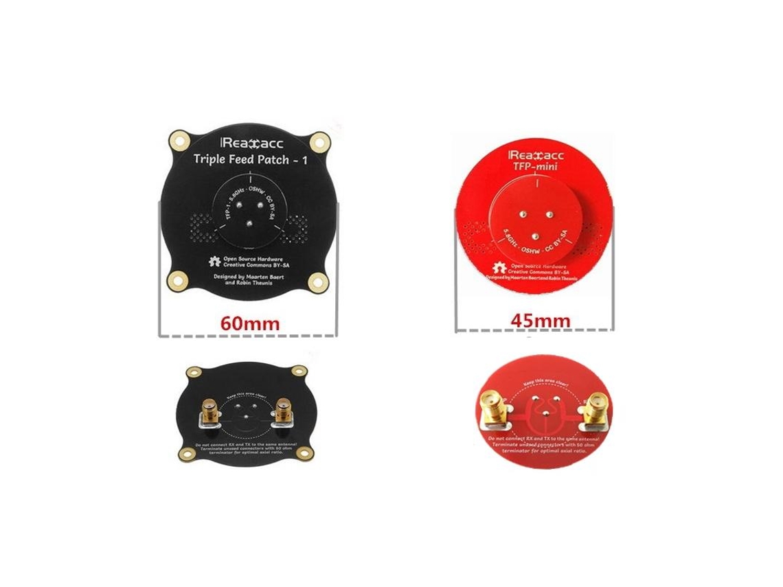 Conjunto de Antenas Fpv Realacc 5.8g Rhcp, Preto + Vermelho, Sma Macho, Pogoda 5dbi Omni + Tfp mini 8dbi Patch 45mm Sma/rp sma de Longo Alcance. MDUG