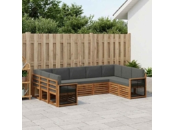 Vidaxl Conjunto De Sofás Para Exterior 7 Unid. Natural E Antracite