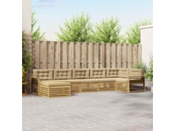 Vidaxl Conjunto De Sofás Para Exterior 7 Unid. Branco E Bege