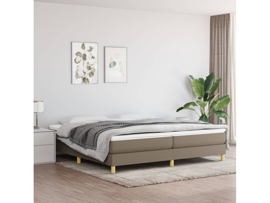 Vidaxl Estrutura De Cama Com Molas 200x200 Cm Tecido Cinzento-acastanhado