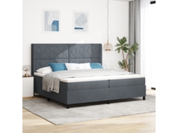 Cama Com Estrado E Colchão Cinza Escuro 200x200 Cm Veludo