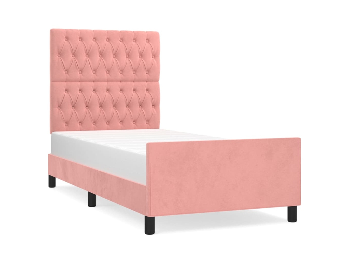 Bed Frame With Headboard, Bed Frames With Headboards Vidaxl Cor-de-rosa Veludo (90 X 190 Cm)