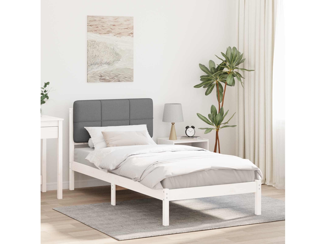 Vidaxl Estrutura De Cama Com Cabeceira Estofada Cinzento-claro