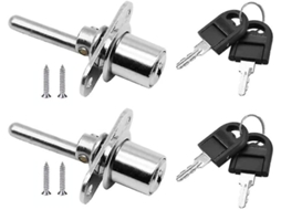 2 Cerraduras de Cajón Con Llave para Muebles, Cerradura de Êmbolo para Gabinetes Mostradores Archivos, Diâmetro 16mm, Longitud 61mm Prata