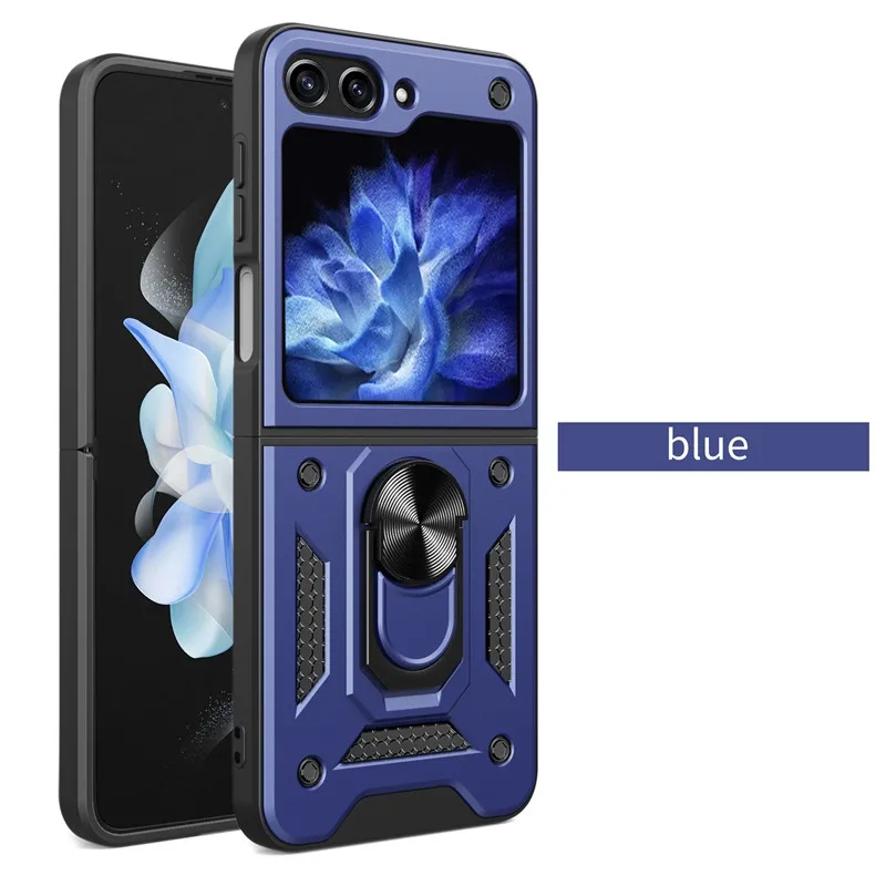 (azul, Galaxy Z Flip6) Capa Protetora Resistente A Impactos Com Suporte De Anel E Aderência Antiderrapante.