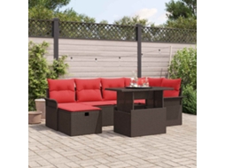 Vidaxl Conjunto De Sofá De Jardim 7 Pcs Castanho Rattan Sintético