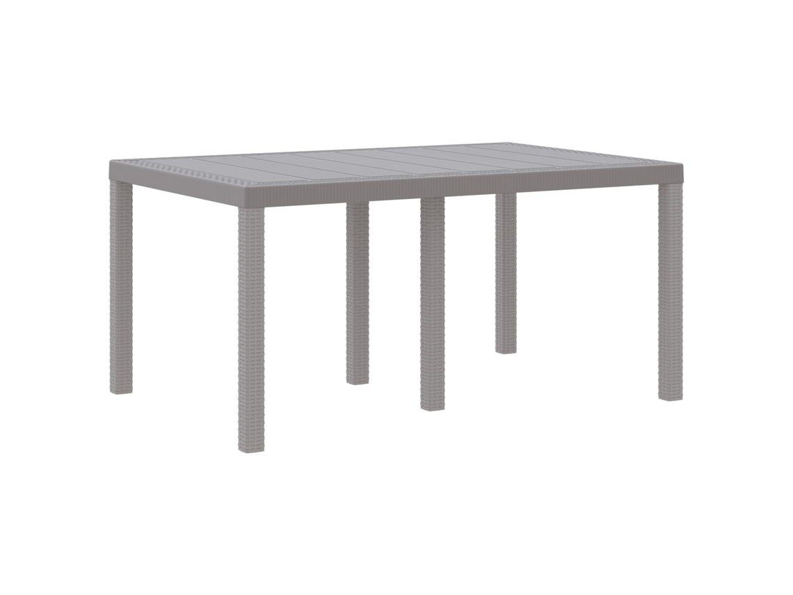 Conjunto 1 Mesa De Jardim Vidaxl Cinzento-claro Vime Pe (150 X 100 X 73 Cm)