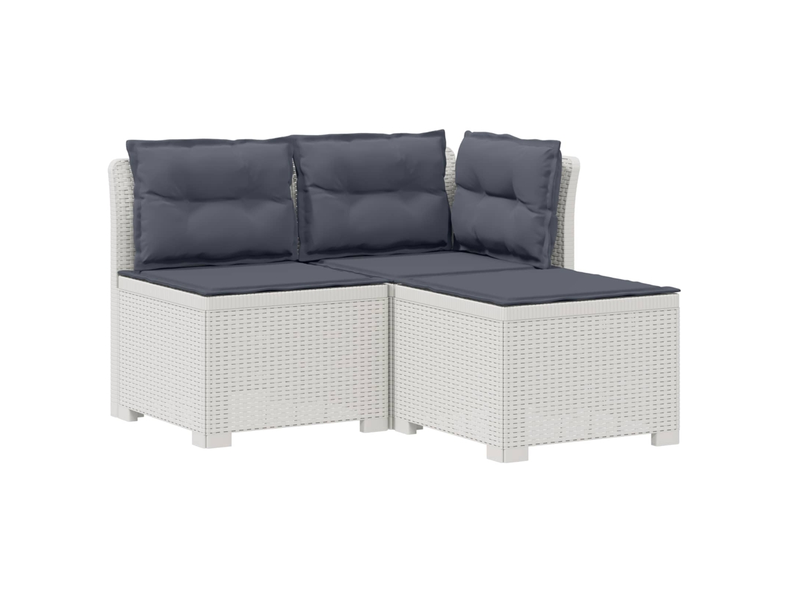 Maison Exclusive - Sofá De Jardim 3 Lugares Com Almofadas Visual Rattan Pp Branco