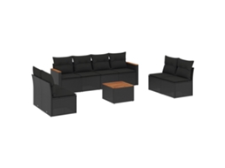 Garden Sofa Set, Garden Sofa Sets Vidaxl Preto Rattan / Vime (n/a)
