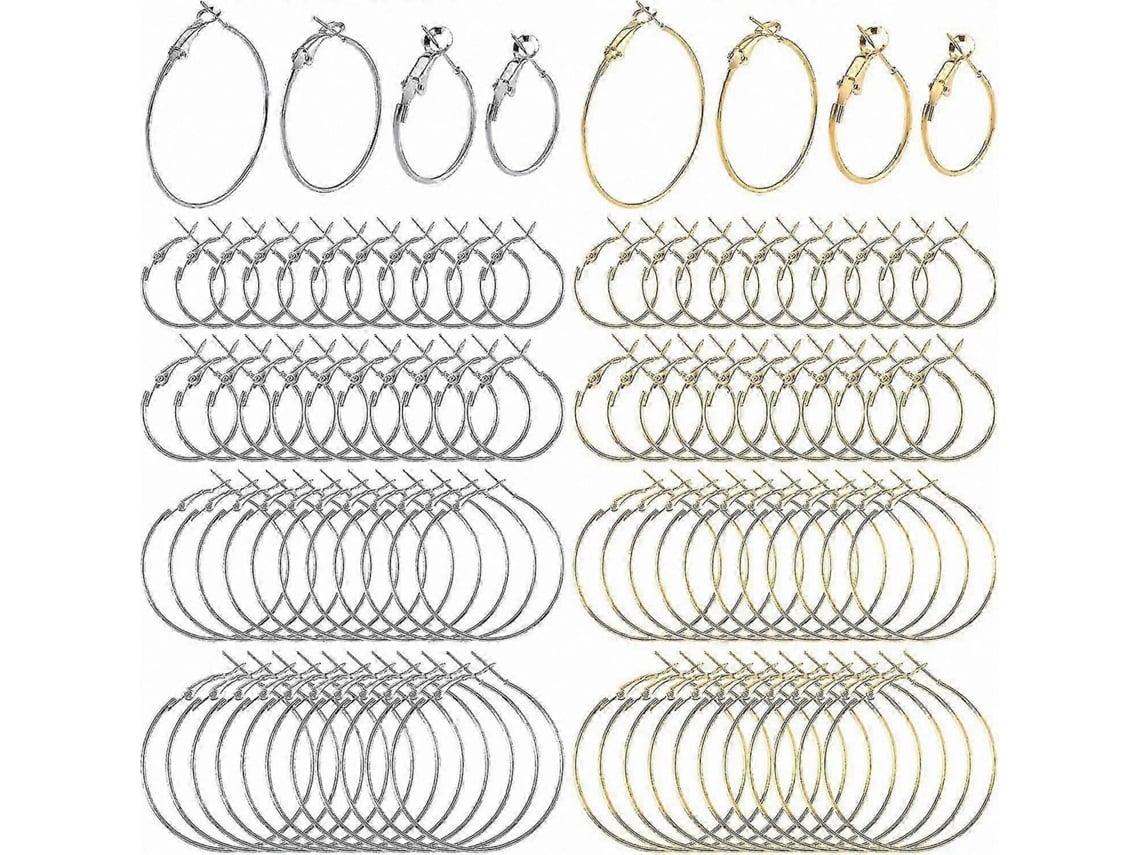 Argolas Banho Ouro E Prata, Conjunto Com 96 Peças, Para Mulheres E Meninas