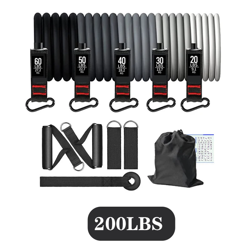 (11 Unidades, 90 Kg, Preto/cinza) Faixas De Resistência Em Tpe Para Exercícios De Braço, Peito E Abdômen.