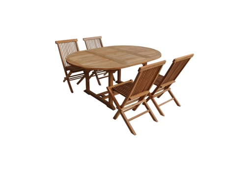 Conjunto de Mesa e Cadeiras de Jardim Oval Teca Conjunto de Mesa e Cadeiras de Jardim 1And4 SALENTO