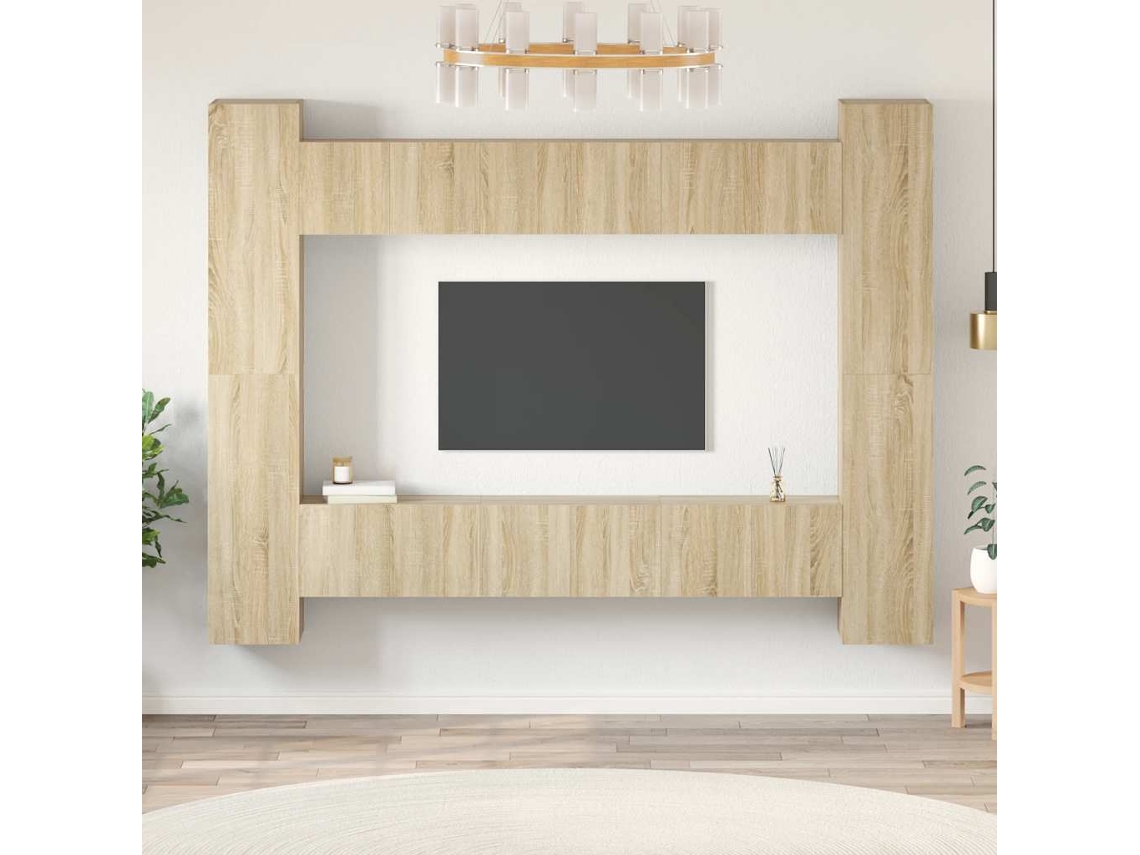 Vidaxl 10 Pcs Conjunto Móveis Tv Derivados De Madeira Carvalho Sonoma