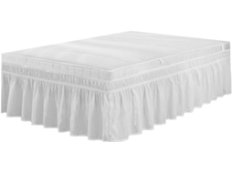 Saia de Cama Plissada em Poliéster Branco com Elástico e Estrutura Delicada. Ideal para Uso CHABERLU