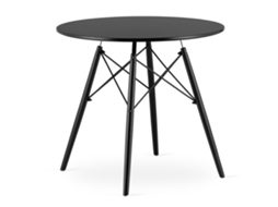 Mesa Redonda Todi 80cm Preta / Pés Pretos Leobert