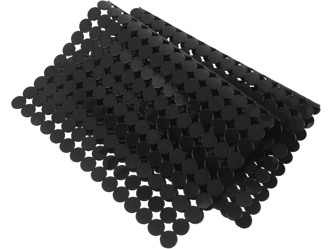 Conjunto de 2 tapetes retangulares antiderrapantes em PVC preto para Pia Cozinha, ideais para utensílios e xícaras, versáteis.